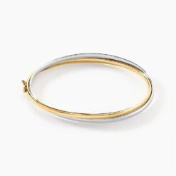 Bracelet Jonc Catalin 2 Fils Flexibles Or Bicolore