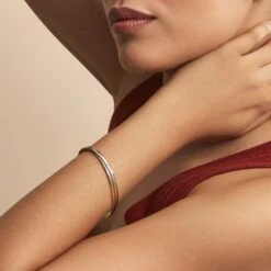 Bracelet Jonc Catalin 2 Fils Flexibles Or Bicolore -Garmin Soldes B3BF2W0372 model0