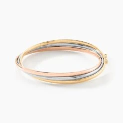 Bracelet Jonc Catalin 3 Fils Flexibles Or Tricolore