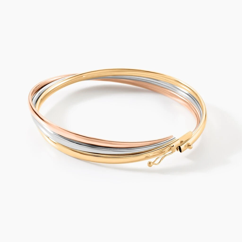 Bracelet Jonc Catalin 3 Fils Flexibles Or Tricolore 4 Bracelet Jonc Catalin 3 Fils Flexibles Or Tricolore – Image 2