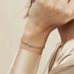 Bracelet Cameo Maille Alternee 1/3 Or Blanc -Garmin Soldes B3BFBW0296 model0