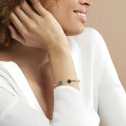 Bracelet Jonc Heida Or Jaune Malachite -Garmin Soldes B3BFJAV025 model0