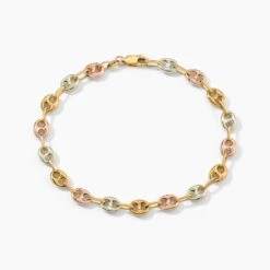 Bracelet Dami Maille Grain De Café Or Tricolore