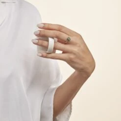 Bague Leona Or Blanc Emeraude Diamant -Garmin Soldes B3DFBEV248 model1