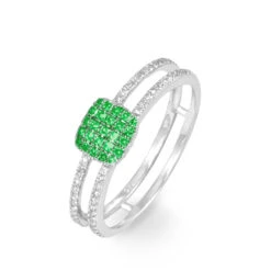 Bague Aude Or Blanc Grenat Et Diamant