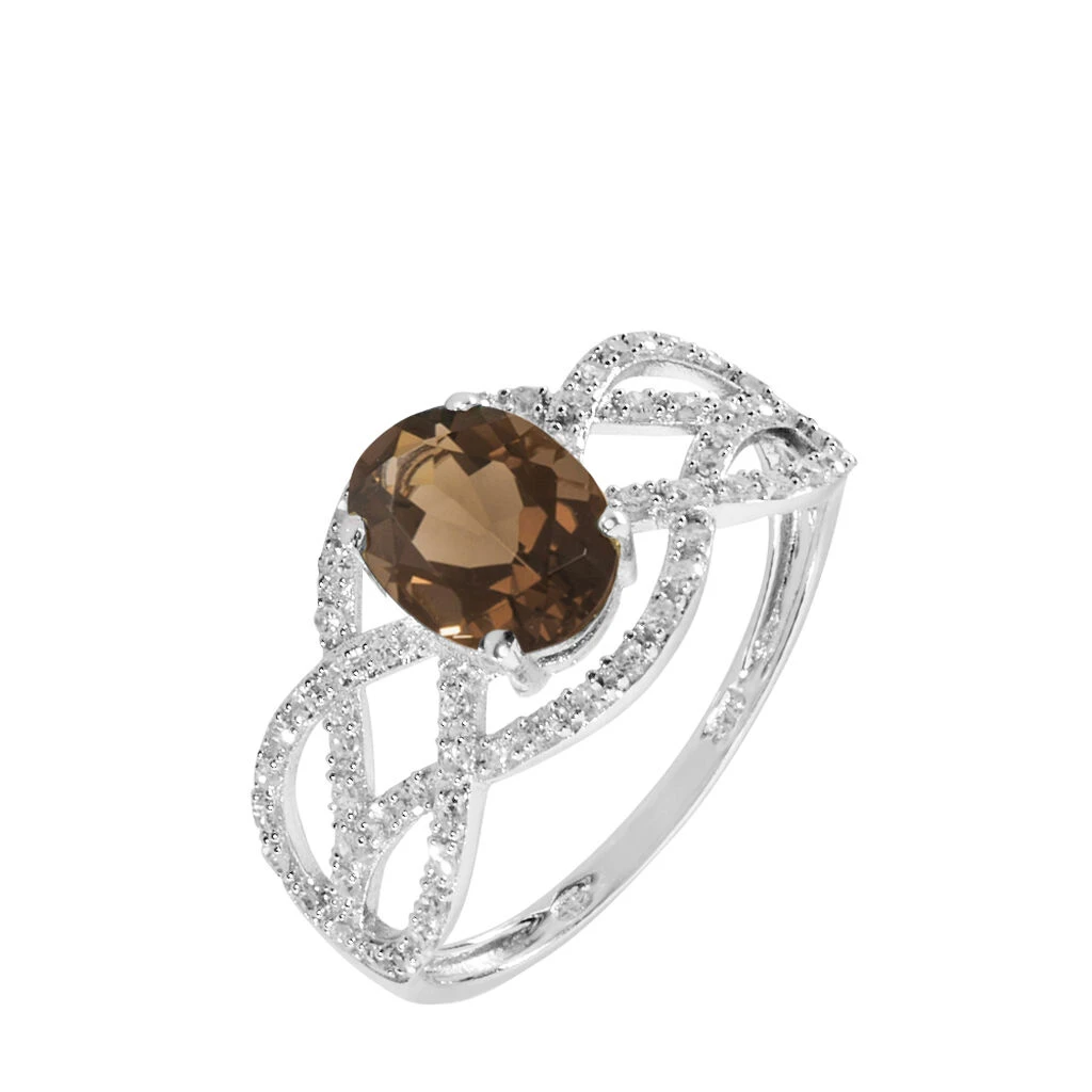 Bague Tina Or Blanc Quartz Et Diamant 3 Bague Tina Or Blanc Quartz Et Diamant