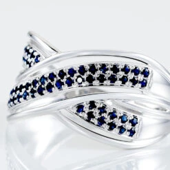 Bague Or Blanc Mauraine Saphirs -Garmin Soldes B3DFBSB01T view3