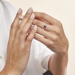 Bague Justienne Or Blanc Saphir Et Diamant -Garmin Soldes B3DFBSB578 model1