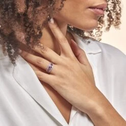 Bague Multicolore Or Blanc Amethyste Et Saphir Et Rhodolite -Garmin Soldes B3DFBSS218 model0