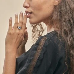 Bague Marie-camille Or Blanc Topaze Et Oxyde De Zirconium -Garmin Soldes B3DFBTB653 model0