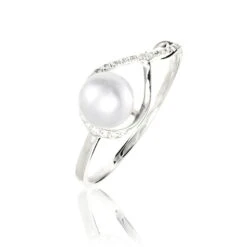 Bague Davy Or Blanc Perle De Culture Et Diamant