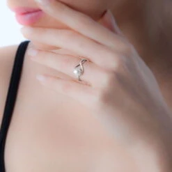 Bague Davy Or Blanc Perle De Culture Et Diamant -Garmin Soldes B3DFBU2126 model0