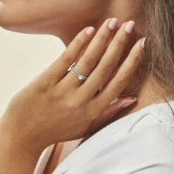 Bague Vrille Double Or Blanc Oxyde De Zirconium -Garmin Soldes B3DFBZW552 model0