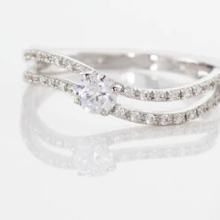 Bague Vrille Double Or Blanc Oxyde De Zirconium -Garmin Soldes B3DFBZW552 view3