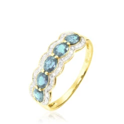 Bague Margaux Or Jaune Aigue Marine Et Diamant