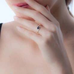 Bague Loriane Or Jaune Aigue Marine Et Diamant -Garmin Soldes B3DFJAB118 model0