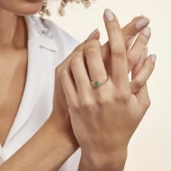 Bague Sagesse Or Jaune Emeraude Et Diamant -Garmin Soldes B3DFJEV147 model1