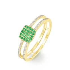 Bague Aude Or Jaune Emeraude Et Diamant
