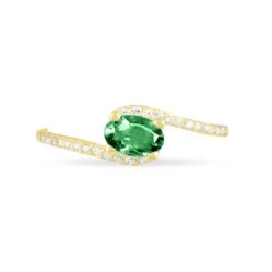 Bague Loriane Or Jaune Emeraude Et Diamant -Garmin Soldes B3DFJEV323 view1