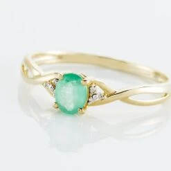 Bague Or Jaune Cassie Emeraude Diamants -Garmin Soldes B3DFJEV469 view3