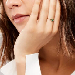 Bague Emotion Or Jaune Emeraude Diamant -Garmin Soldes B3DFJEV477 model0