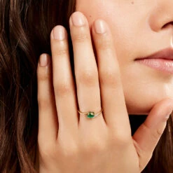 Bague Emotion Or Jaune Emeraude Diamant -Garmin Soldes B3DFJEV477 model1