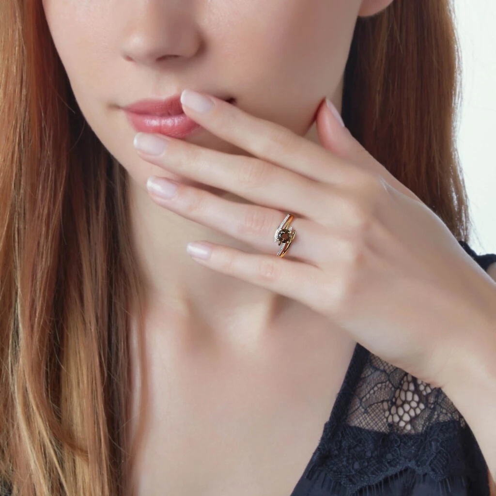 Bague Rehanne Or Jaune Quartz Et Diamant 5 Bague Rehanne Or Jaune Quartz Et Diamant – Image 3