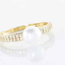 Bague Maria-francoise Or Jaune Perle De Culture Et Oxyde De Zirconium -Garmin Soldes B3DFJU2180 view3