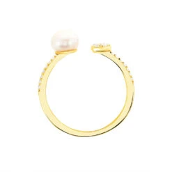 Bague Shannone Or Jaune Perle De Culture Et Oxyde De Zirconium -Garmin Soldes B3DFJU2195 view2