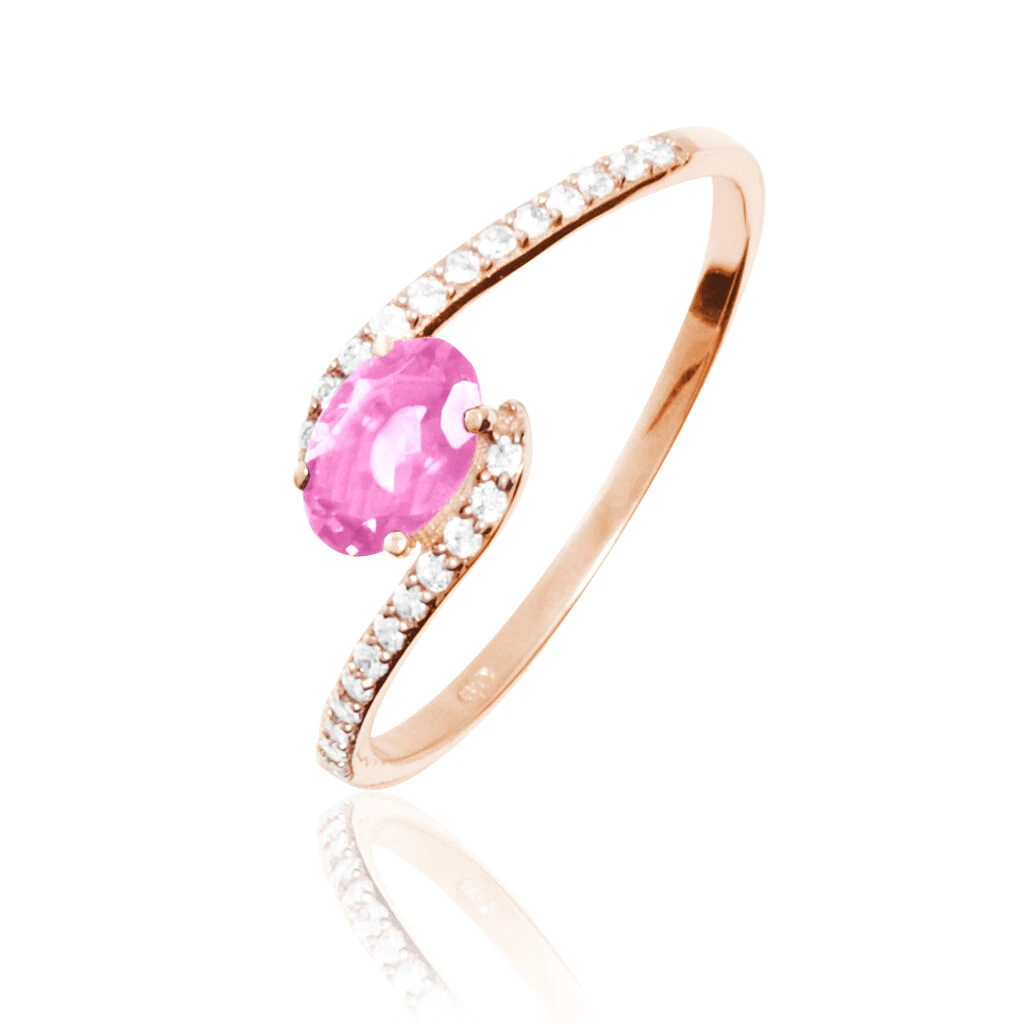Bague Loriane Or Rose Tourmaline Et Diamant 3 Bague Loriane Or Rose Tourmaline Et Diamant