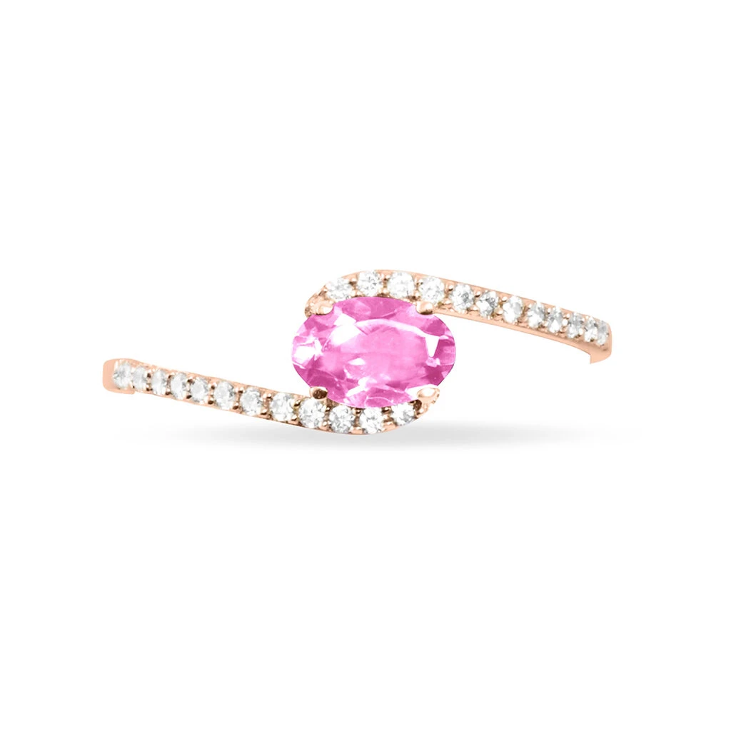 Bague Loriane Or Rose Tourmaline Et Diamant 4 Bague Loriane Or Rose Tourmaline Et Diamant – Image 2