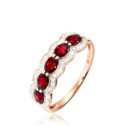 Bague Margaux Or Rose Grenat Et Diamant