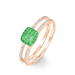 Bague Aude Or Rose Grenat Et Diamant