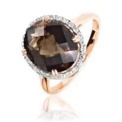 Bague Anna Or Rose Quartz Et Diamant