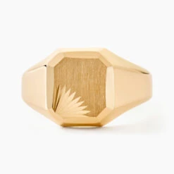 Chevalière Carree Diamantee Soleil Or Jaune