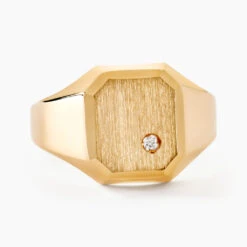 Chevalière Carree Or Jaune Oxyde De Zirconium