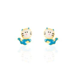 Boucles D'oreilles Puces Aviel Chat Or Jaune