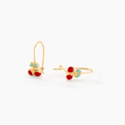 Boucles D'oreilles Pendantes Cherry Cerise Or Jaune