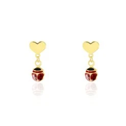Boucles D'oreilles Or Jaune Urschi Smalto Rouge