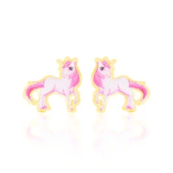 Boucles D'oreilles Puces Fantasila Cheval Or Jaune