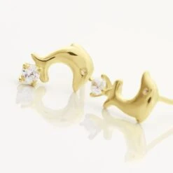 Boucles D'oreilles Puces Eleanor Dauphin Or Jaune Oxyde De Zirconium -Garmin Soldes B3OEJZW004 view2