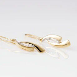 Boucles D'oreilles Pendantes Aube Or Bicolore Diamant -Garmin Soldes B3OF2DW132 view2