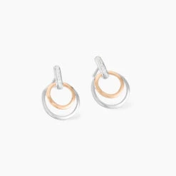 Boucles D'oreilles Pendantes Eloisia Or Bicolore Diamant -Garmin Soldes B3OF2DW208 view1