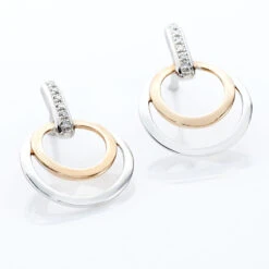 Boucles D'oreilles Pendantes Eloisia Or Bicolore Diamant -Garmin Soldes B3OF2DW208 view2