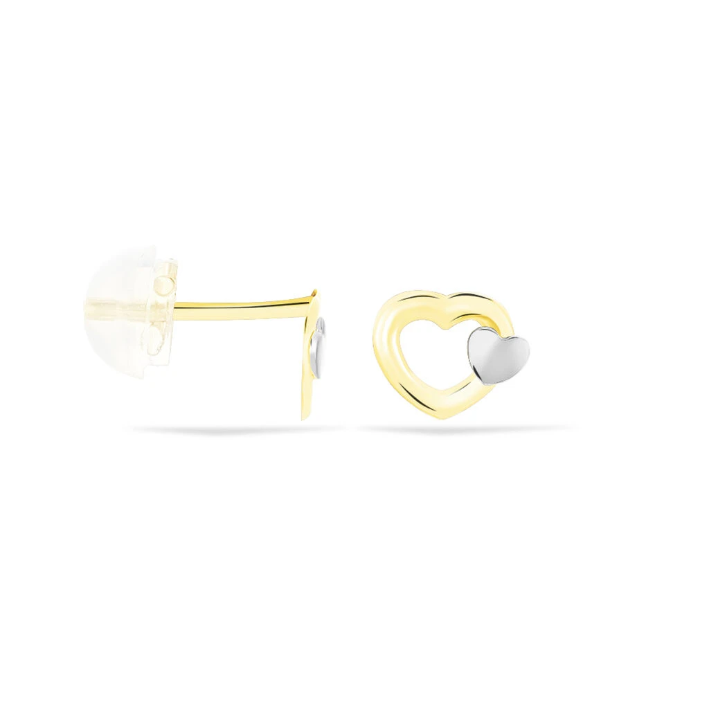 Boucles D'oreilles Puces Anne-maudae Double Coeurs Or Bicolore 4 Boucles D'oreilles Puces Anne-maudae Double Coeurs Or Bicolore – Image 2