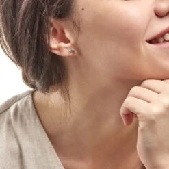 Boucles D'oreilles Puces Fulvie Double Dauphins Or Bicolore -Garmin Soldes B3OF2W0239 model0