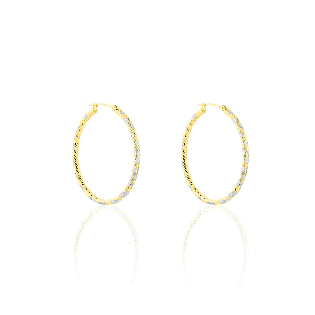 Créoles Cassi Diamantees Fil Rond Or Bicolore 3 Créoles Cassi Diamantees Fil Rond Or Bicolore