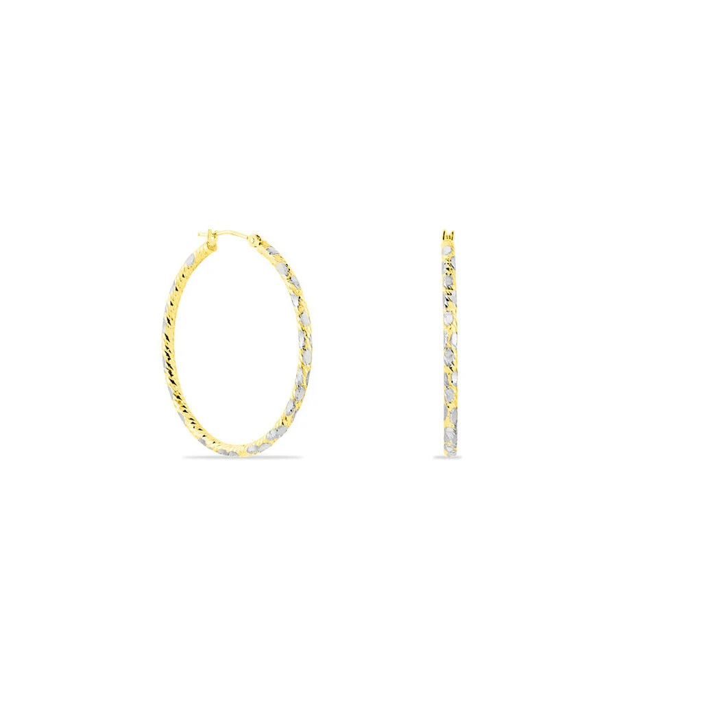 Créoles Cassi Diamantees Fil Rond Or Bicolore 5 Créoles Cassi Diamantees Fil Rond Or Bicolore – Image 3