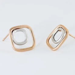 Boucles D'oreilles Pendantes Artahe Carree Or Bicolore -Garmin Soldes B3OF2W0362 view2