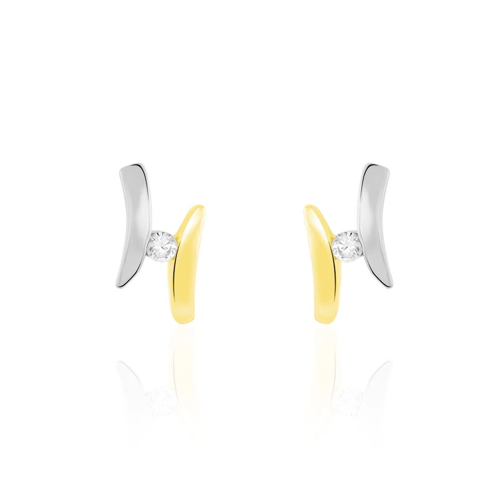 Boucles D'oreilles Pendantes Ascagne Or Bicolore Oxyde De Zirconium 3 Boucles D'oreilles Pendantes Ascagne Or Bicolore Oxyde De Zirconium